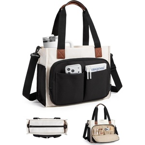 image:imageBAGSMART Small Tote Bag for Women 13 Laptop Canvas Work Bag with Zipper  30oz40oz Tumble amp 11 Pockets Travel Tote TeachersNurses Lightweight Canvas or WaterResistant Puffer Taslon Crossbody BagSmall Black