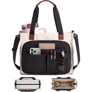 image:imageBAGSMART Small Tote Bag for Women 13 Laptop Canvas Work Bag with Zipper  30oz40oz Tumble amp 11 Pockets Travel Tote TeachersNurses Lightweight Canvas or WaterResistant Puffer Taslon Crossbody BagLarge Classic