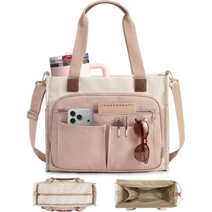 image:imageBAGSMART Small Tote Bag for Women 13 Laptop Canvas Work Bag with Zipper  30oz40oz Tumble amp 11 Pockets Travel Tote TeachersNurses Lightweight Canvas or WaterResistant Puffer Taslon Crossbody BagLarge Khaki