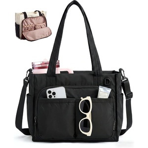 image:imageBAGSMART Small Tote Bag for Women 13 Laptop Canvas Work Bag with Zipper  30oz40oz Tumble amp 11 Pockets Travel Tote TeachersNurses Lightweight Canvas or WaterResistant Puffer Taslon Crossbody Bag12l Small All Black