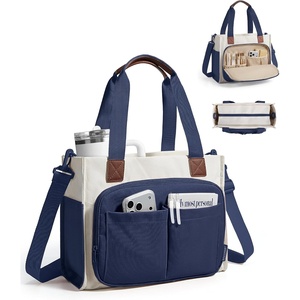 image:imageBAGSMART Small Tote Bag for Women 13 Laptop Canvas Work Bag with Zipper  30oz40oz Tumble amp 11 Pockets Travel Tote TeachersNurses Lightweight Canvas or WaterResistant Puffer Taslon Crossbody BagSmall Navy