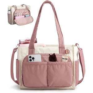 image:imageBAGSMART Small Tote Bag for Women 13 Laptop Canvas Work Bag with Zipper  30oz40oz Tumble amp 11 Pockets Travel Tote TeachersNurses Lightweight Canvas or WaterResistant Puffer Taslon Crossbody Bag12l Small Dark Pink