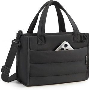 image:imageBAGSMART Small Tote Bag for Women Puffer Quilted Work Tote Bag Zipper Closure for Work Travel College Camel6lclassic