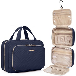 image:imageBAGSMART Toiletry Bag Hanging Travel Makeup Organizer with TSA Approved Transparent Cosmetic Bag Makeup Bag for Full Sized Toiletries MediumPinkNavy