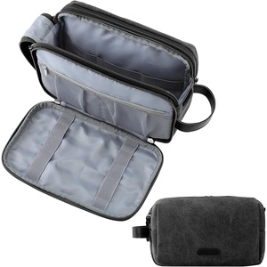 image:imageBAGSMART Toiletry Bag for Men Canvas Travel Toiletry Organizer Dopp Kit Waterresistant Shaving Bag for Toiletries AccessoriesBlackMediumBlack