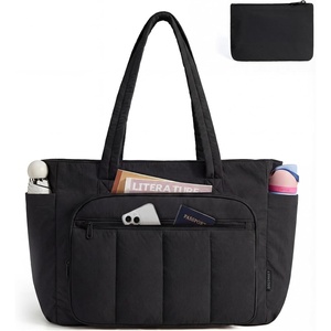 image:imageBAGSMART Tote Bag for Women 2 Set Tote Bag with Zipper Quilted Nurse Handbags for Work Travel College  20L CapacityBlack