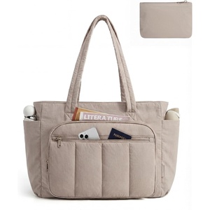 image:imageBAGSMART Tote Bag for Women 2 Set Tote Bag with Zipper Quilted Nurse Handbags for Work Travel College  20L CapacityCamel