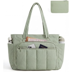 image:imageBAGSMART Tote Bag for Women 2 Set Tote Bag with Zipper Quilted Nurse Handbags for Work Travel College  20L CapacityGreen