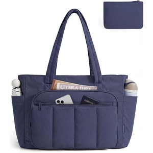 image:imageBAGSMART Tote Bag for Women 2 Set Tote Bag with Zipper Quilted Nurse Handbags for Work Travel College  20L CapacityNavy