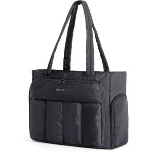 image:imageBAGSMART Tote Bag for Women 2Pc Puffy Tote Bag Set with Zipper Quilted Large Work Teacher Bag for TravelBlack2