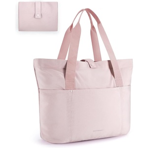 image:imageBAGSMART Tote Bag for Women Foldable Tote Bag With Zipper Travel Shoulder Bag Handbag for WorkBaby Pink