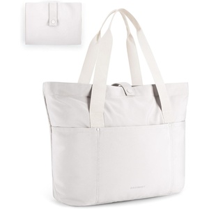image:imageBAGSMART Tote Bag for Women Foldable Tote Bag With Zipper Travel Shoulder Bag Handbag for WorkBeige