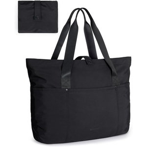 image:imageBAGSMART Tote Bag for Women Foldable Tote Bag With Zipper Travel Shoulder Bag Handbag for WorkBlack
