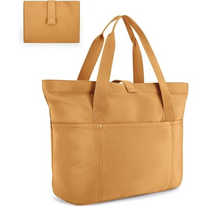 image:imageBAGSMART Tote Bag for Women Foldable Tote Bag With Zipper Travel Shoulder Bag Handbag for WorkBrownstone
