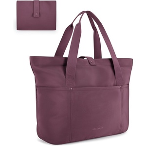 image:imageBAGSMART Tote Bag for Women Foldable Tote Bag With Zipper Travel Shoulder Bag Handbag for WorkCherry Red