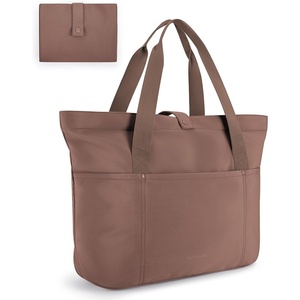 image:imageBAGSMART Tote Bag for Women Foldable Tote Bag With Zipper Travel Shoulder Bag Handbag for WorkCoffee Brown