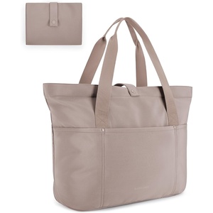 image:imageBAGSMART Tote Bag for Women Foldable Tote Bag With Zipper Travel Shoulder Bag Handbag for WorkGrayish Brown165l X 6wx 14h