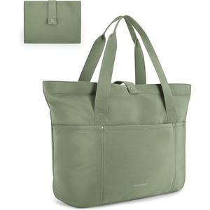 image:imageBAGSMART Tote Bag for Women Foldable Tote Bag With Zipper Travel Shoulder Bag Handbag for WorkHaze Green