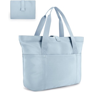 image:imageBAGSMART Tote Bag for Women Foldable Tote Bag With Zipper Travel Shoulder Bag Handbag for WorkLight Blue
