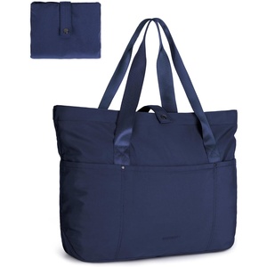 image:imageBAGSMART Tote Bag for Women Foldable Tote Bag With Zipper Travel Shoulder Bag Handbag for WorkNavy Blue