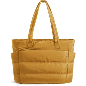 image:imageBAGSMART Tote Bag for Women Lightweight Puffy Tote Bag with Compartments Shoulder Bag Handbag for Travel Work Gym  LightweightBrownstone Yellow