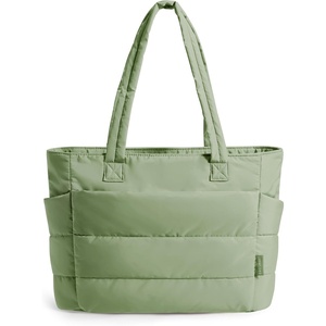 image:imageBAGSMART Tote Bag for Women Lightweight Puffy Tote Bag with Compartments Shoulder Bag Handbag for Travel Work Gym  LightweightGreen