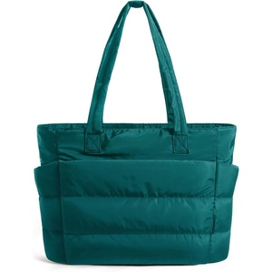 image:imageBAGSMART Tote Bag for Women Lightweight Puffy Tote Bag with Compartments Shoulder Bag Handbag for Travel Work Gym  LightweightMisty Teal