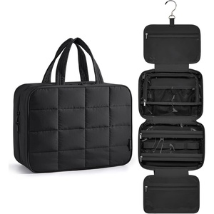image:imageBAGSMART Travel Toiletry Bag with Jewelry Organizer Hanging Travel Bag for Toiletries Puffy Makeup Cosmetic Bag Organizer Carryon Travel Accessories Essentials BlackLBlack2