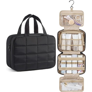 image:imageBAGSMART Travel Toiletry Bag with Jewelry Organizer Hanging Travel Bag for Toiletries Puffy Makeup Cosmetic Bag Organizer Carryon Travel Accessories Essentials BlackLBlack3