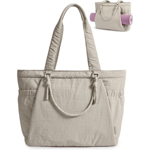 image:imageBAGSMART Yoga Pilates Tote Bag for Women with Knotted Handle Gym Bag  23L lightweight amp waterproof shoulder sling bag gym bag with yoga mat holder for 156 Laptop ideal for work travelBrown