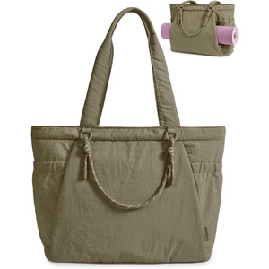 image:imageBAGSMART Yoga Pilates Tote Bag for Women with Knotted Handle Gym Bag  23L lightweight amp waterproof shoulder sling bag gym bag with yoga mat holder for 156 Laptop ideal for work travelOlive Green