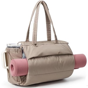 image:imageBAGSMART Yoga Pilates Tote Bag for Women with Knotted Handle Gym Bag  23L lightweight amp waterproof shoulder sling bag gym bag with yoga mat holder for 156 Laptop ideal for work travelCamel