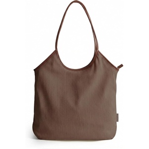 image:imageBAGSMRT Corduroy Tote Bag for Women Beach Bag with Zipper Casual Shoulder Bag Lightweight Travel Tote Hobo Handbag  PU Leather HandlesTan Brown