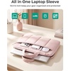 image:imageBAGSMART 1314 Inch Laptop Sleeve with Handle and Accessory Pocket for Work  Quilted Laptop Bag for Women with Shoulder Strap Compatible with M5 MacBook Air 13Pro 14 HP Dell Lenovo ASUS for TripSCoffee Brown