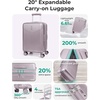 image:imageBAGSMART Carry On Luggage 22x14x9 Airline Approved with Spinner Wheels100 PC Hardside Expandable Luggage with TSA Lock for Trips 20 Inch Rolling Suitcases for Men WomenPinkPurple