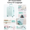 image:imageBAGSMART Carry On Luggage 22x14x9 Airline Approved with Spinner Wheels100 PC Hardside Expandable Luggage with TSA Lock for Trips 20 Inch Rolling Suitcases for Men WomenPinkMint Green