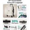 image:imageBAGSMART Carry On Luggage 22x14x9 Airline Approved with Spinner WheelsLightweight 20 Inch Luggage with TSA LockExpandable Hard Shell Carry On Suitcases for Men WomenRose PurpleWhite