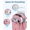 image:imageBAGSMART Carry On Travel Backpack 17 Inch Large Travel backpack Carry On Flight Approved Antitheft Personal Item Backpack Travel Bag With Shoe Bag 30L Water Resistant Casual Daypack BeigePink