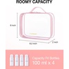 image:imageBAGSMART Clear Toiletry Bag TSA Approved Travel Toiletry Bag Carry On Travel Accessories Bag Airport Airline Quart Size Bags waterresistant Makeup Bag for WomenPinkwith handle180 open