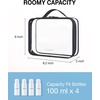 image:imageBAGSMART Clear Toiletry Bag TSA Approved Travel Toiletry Bag Carry On Travel Accessories Bag Airport Airline Quart Size Bags waterresistant Makeup Bag for WomenBasic Blackwith handle180 open