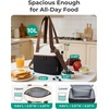 image:imageBAGSMART Double Deck Lunch Bag Women Insulated Reusable Lunch Box Quilted Puffer Lunch Tote with Shoulder Strap Durable Large Lunch Cooler For Work Picnic Travel Meal Prep Flight BlackNude Pink