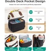 image:imageBAGSMART Double Deck Lunch Bag Women Insulated Reusable Lunch Box Quilted Puffer Lunch Tote with Shoulder Strap Durable Large Lunch Cooler For Work Picnic Travel Meal Prep Flight BlackCamel
