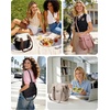 image:imageBAGSMART Double Deck Lunch Bag Women Insulated Reusable Lunch Box Quilted Puffer Lunch Tote with Shoulder Strap Durable Large Lunch Cooler For Work Picnic Travel Meal Prep Flight BlackPink