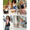 image:imageBAGSMART Double Deck Lunch Bag Women Insulated Reusable Lunch Box Quilted Puffer Lunch Tote with Shoulder Strap Durable Large Lunch Cooler For Work Picnic Travel Meal Prep Flight BlackNude Pink
