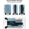 image:imageBAGSMART Expandable Carry On Luggage 22x14x9 Airline Approved Blue  Spinner Wheels TSA Lock Lightweight Hard Shell Suitcase22x14x9 Airline ApprovedAiry Blue