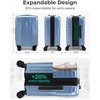 image:imageBAGSMART Expandable Carry On Luggage 22x14x9 Airline Approved Blue  Spinner Wheels TSA Lock Lightweight Hard Shell Suitcase22x14x9 Airline ApprovedBlue