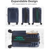 image:imageBAGSMART Expandable Carry On Luggage 22x14x9 Airline Approved Blue  Spinner Wheels TSA Lock Lightweight Hard Shell Suitcase22x14x9 Airline ApprovedDark Blue