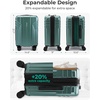 image:imageBAGSMART Expandable Carry On Luggage 22x14x9 Airline Approved Blue  Spinner Wheels TSA Lock Lightweight Hard Shell Suitcase22x14x9 Airline ApprovedOlive Green