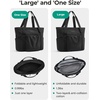 image:imageBAGSMART Foldable Tote Bag with Drawstring Bag Tote Bag Shoulder Bag Top Handle Handbag for Travel Work Beach GymFoldableblack