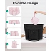 image:imageBAGSMART Foldable Tote Bag with Drawstring Bag Tote Bag Shoulder Bag Top Handle Handbag for Travel Work Beach GymFoldablepink
